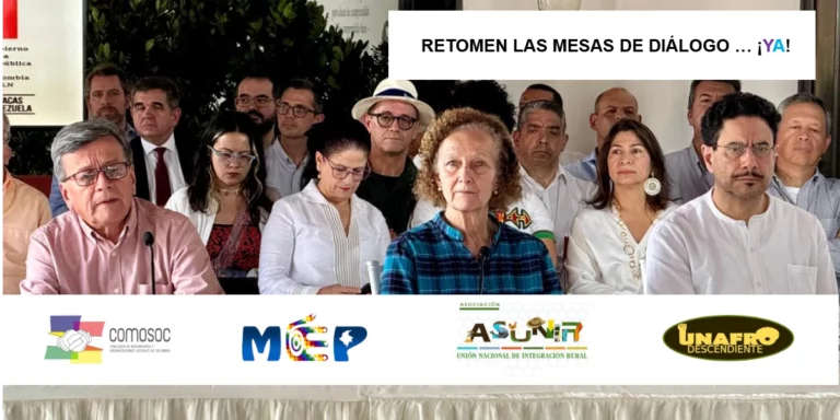 Llamado al gobierno nacional y al ELN para que retomen las mesas de diálogo